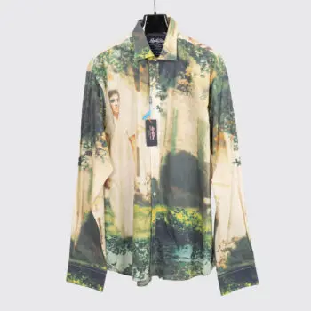 Lansky Bros. Shirt Size 3XL Men Green Angelic Elvis Print Cotton
