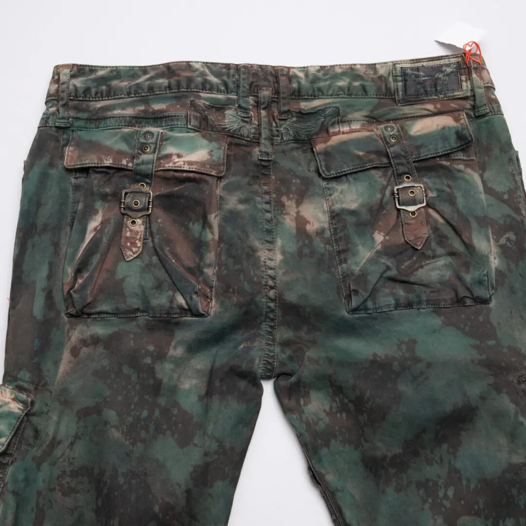 Robin's Jeans Raptor W36 Green Black Tie Dye Cotton with Zippers