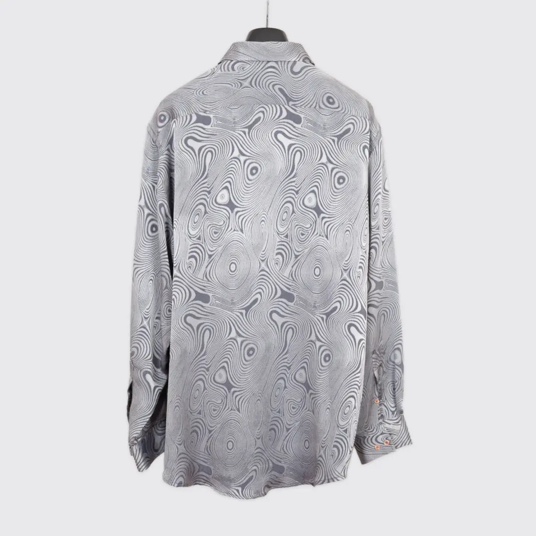 VERSACE Classic V2 Vintage Shirt XXL Sliver Spiral Print Cotton