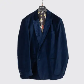 Robert Graham Velvet Dinner Jacket Size 50 L Dark Blue Peak Lapel