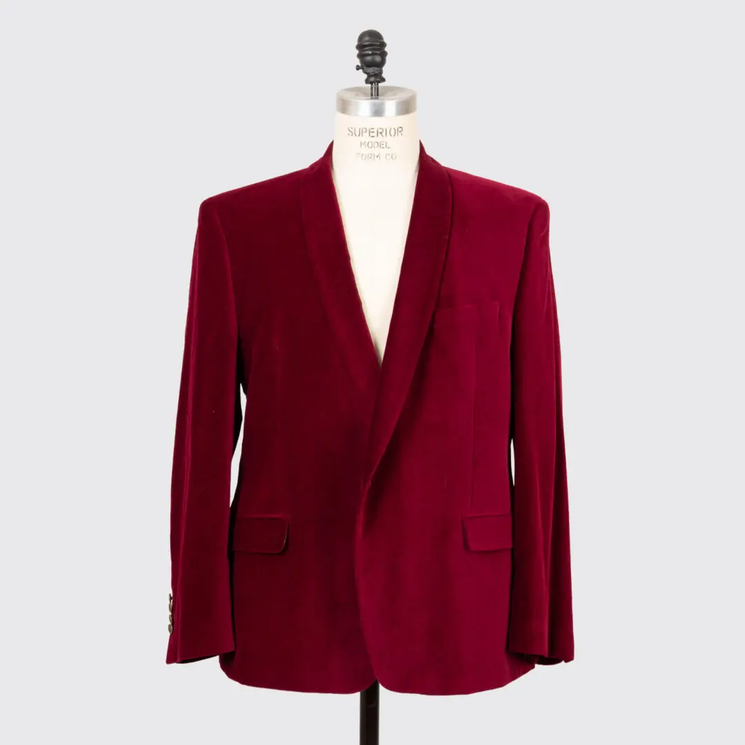 TALLIA Velvet Dinner Jacket Size 50R Crimson Red Velvet Blazer