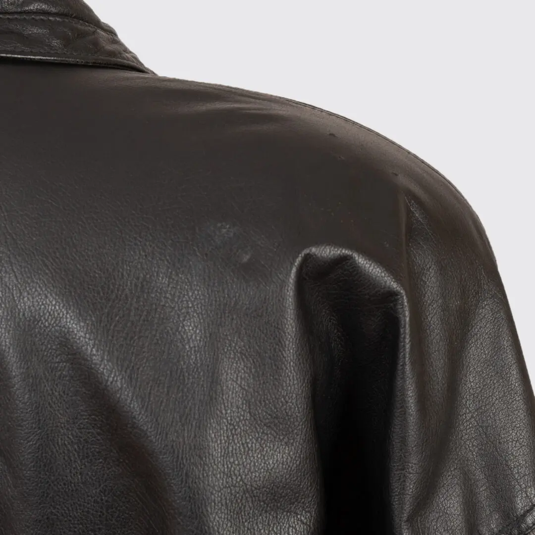 Habitat Leather Flight Jacket US46 Black Asymmetrical Multi Zip