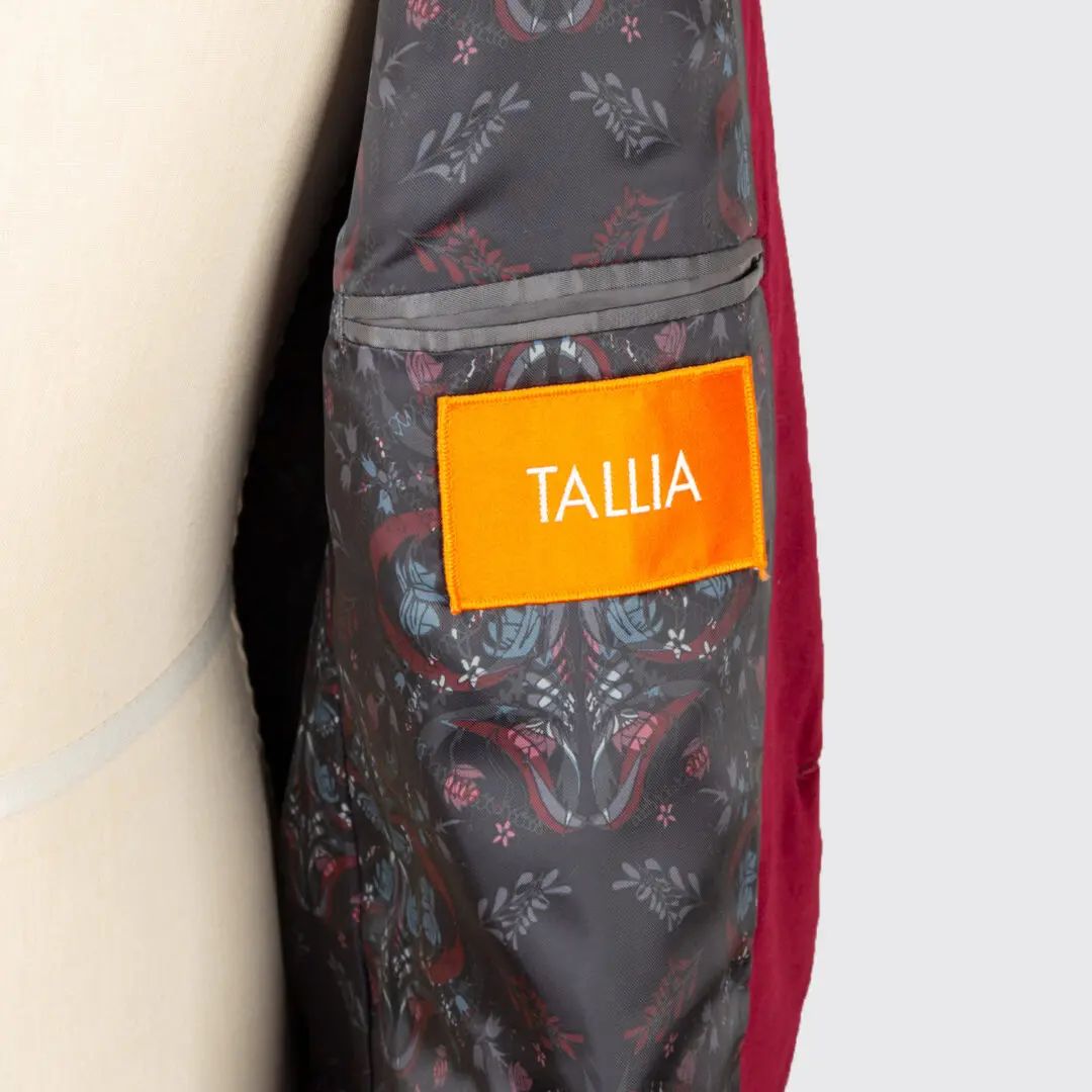 TALLIA Velvet Dinner Jacket Size 50R Crimson Red Velvet Blazer