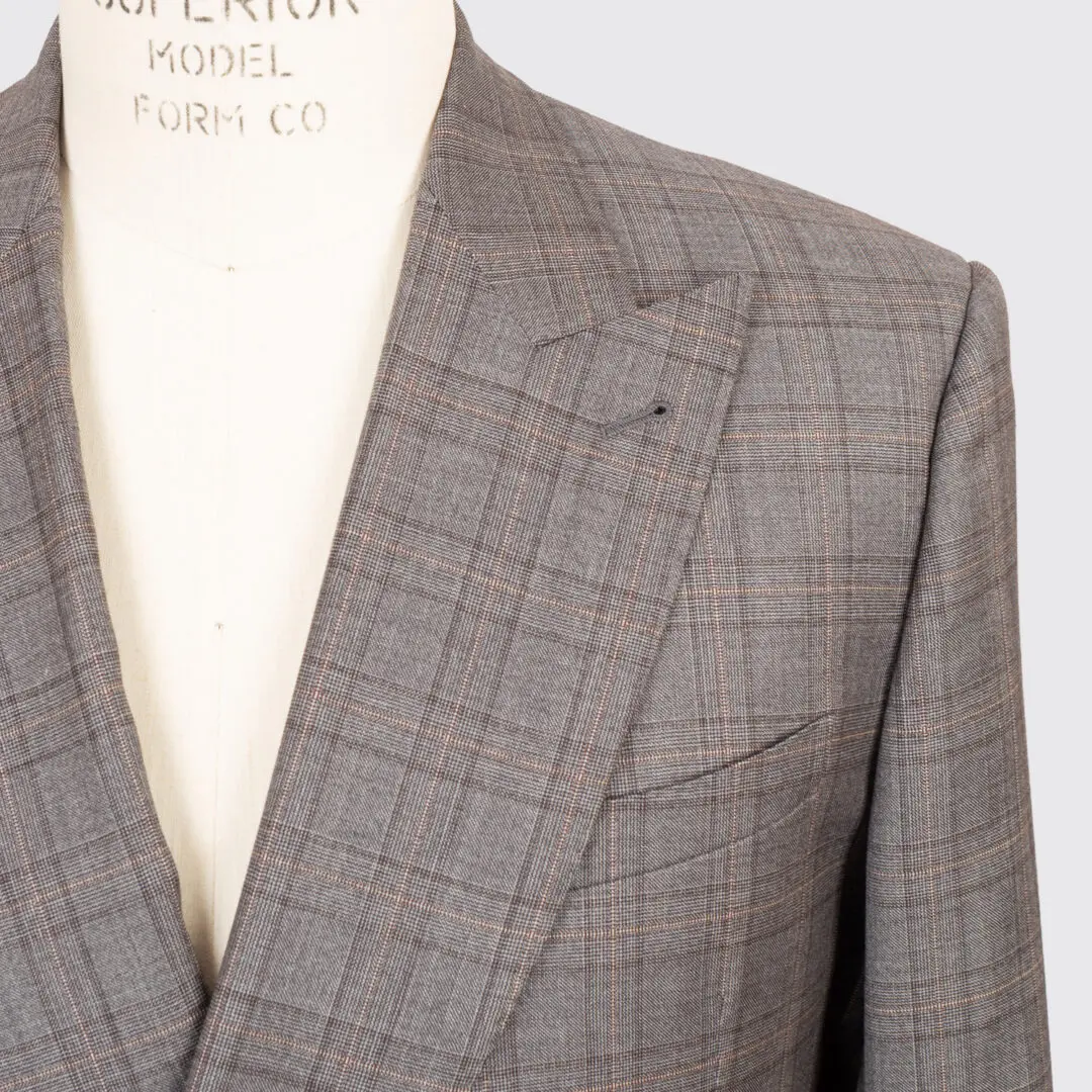 Giorgio Armani Suit Size EU56 Gray Glen Check Wool Three Button
