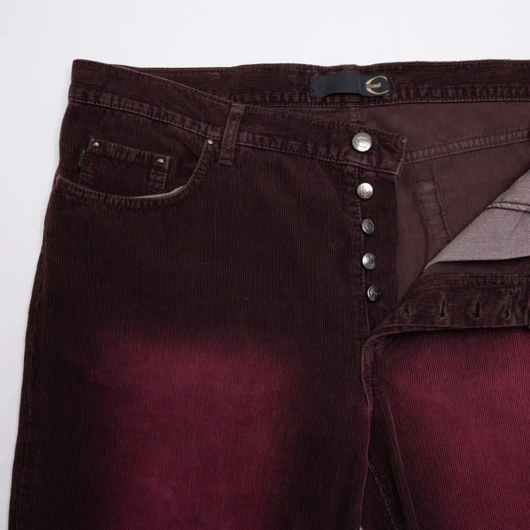 Just Cavalli Jeans Size EU52 Red Corduroy Cotton Made in Italy