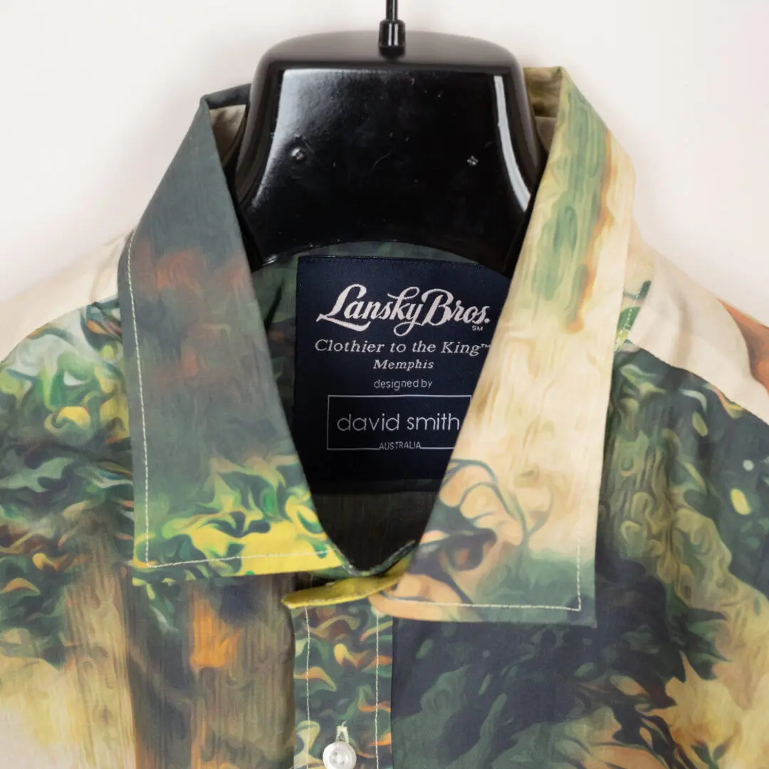 Lansky Bros. Shirt Size 3XL Men Green Angelic Elvis Print Cotton