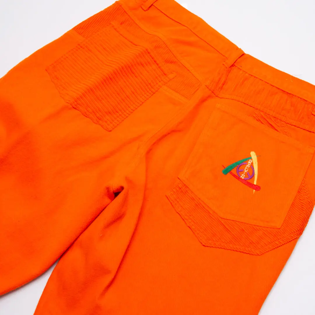 Anti-League Patchwork Pants W36 Men Blaze Orange Corduroy Vintage