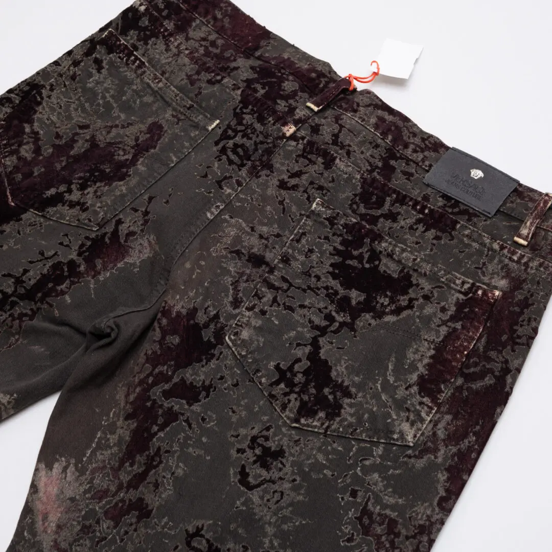 VERSACE Jeans Couture Size EU52 Printed Brown Maroon Velvet Pant