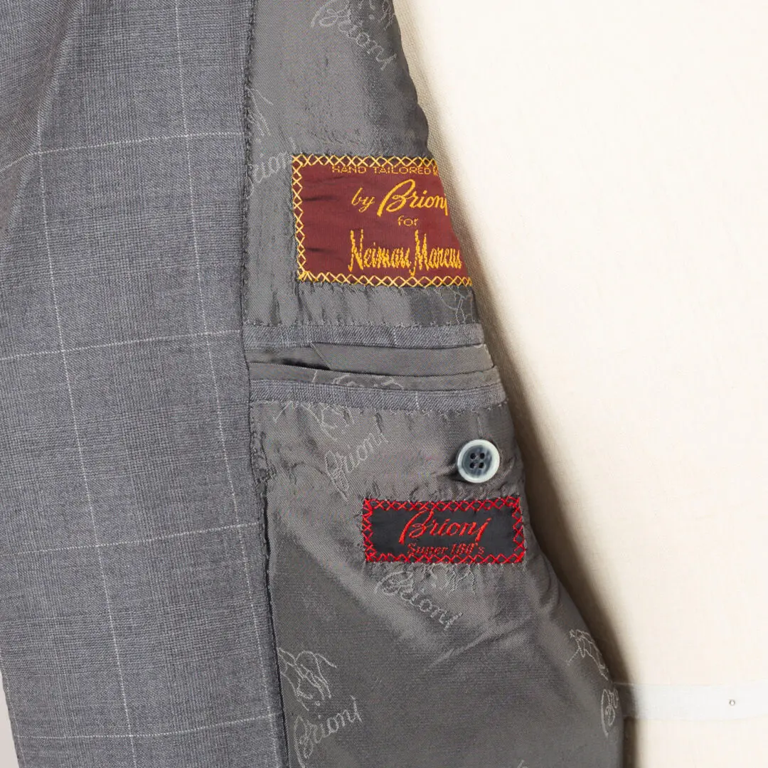 Brioni Suit Size 44 Tall Gray Nomentano 3-Button Handmade in Italy