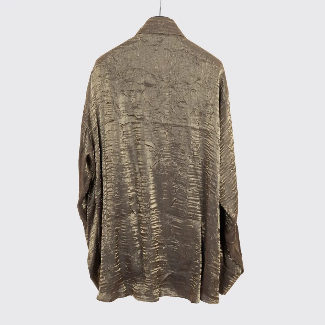 Lansky Bros Party Shirt Size 2XL Metallic Bronze Crushed Rayon