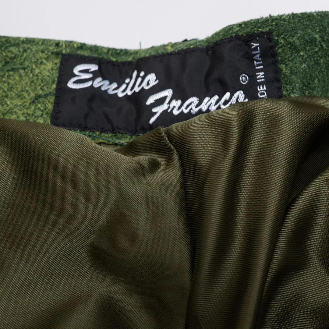 Emilio Franco Leather Pants W36 Men Green Heavyweight Made in Italy