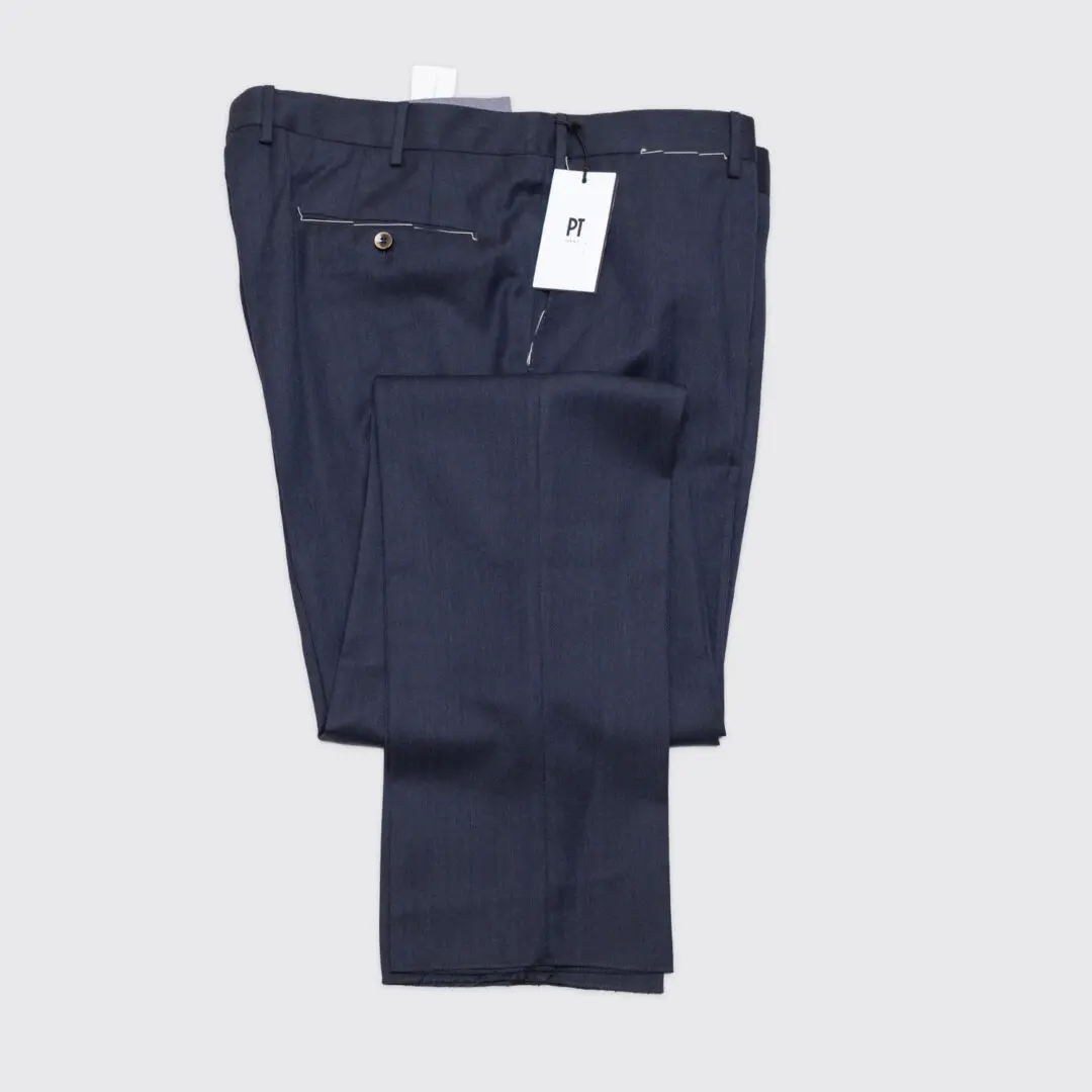 PT Torino Pants Size EU58 Men Navy Wool Blend Stretch Slim Fit