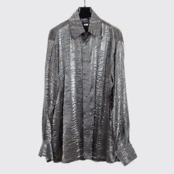 Lansky Bros Party Shirt Size 2XL Metallic Silver Crushed Rayon