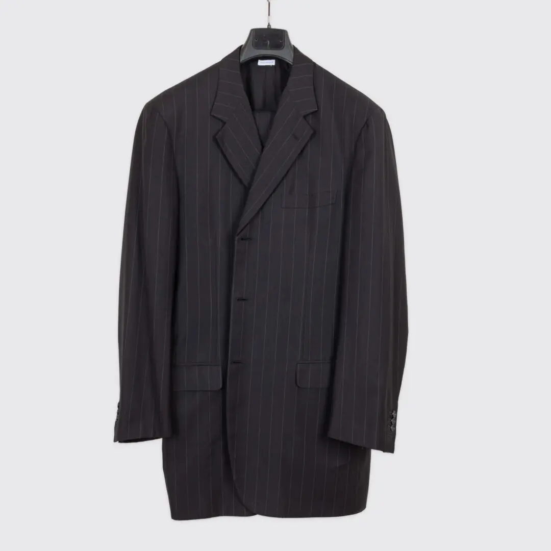 Brioni Suit Size 44 Tall Men Black Pinstripe Wool Three Button