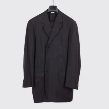 Brioni Suit Size 44 Tall Men Black Pinstripe Wool Three Button