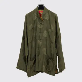 Shanghai Tang Mandarin Jacket US46 Moss Green Oriental Print Silk