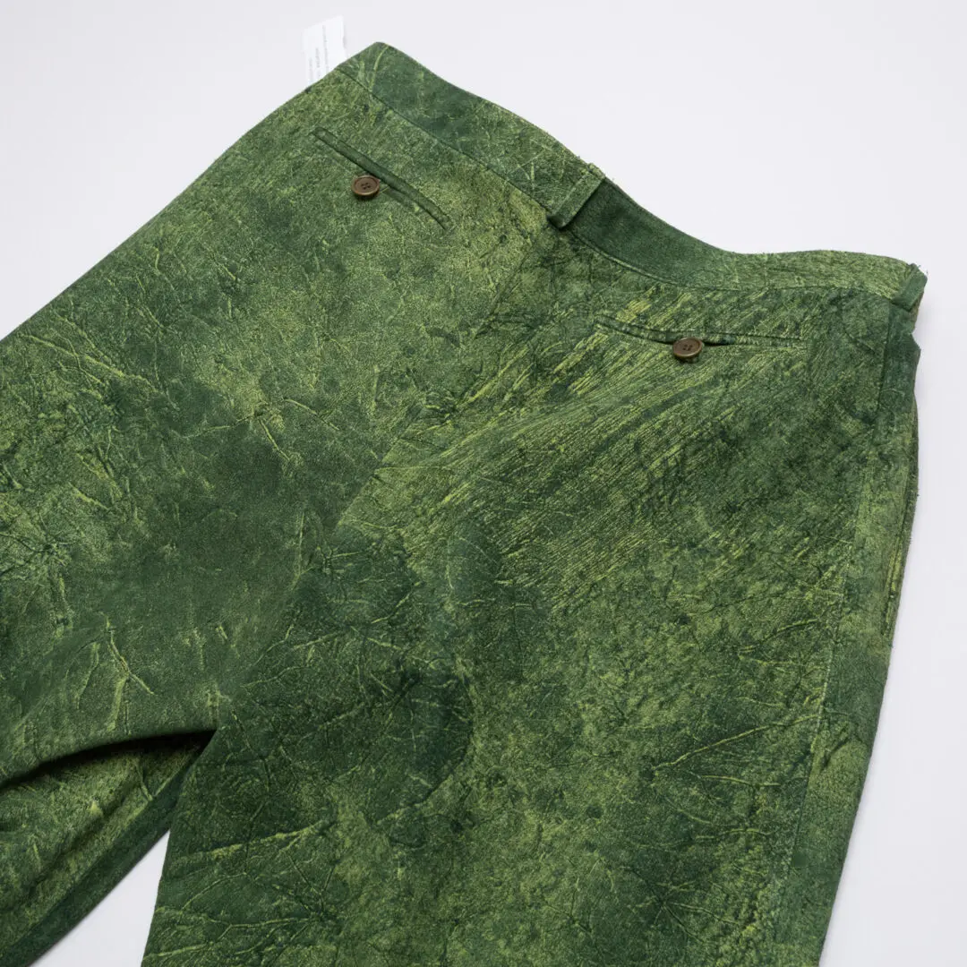 Emilio Franco Leather Pants W36 Men Green Heavyweight Made in Italy