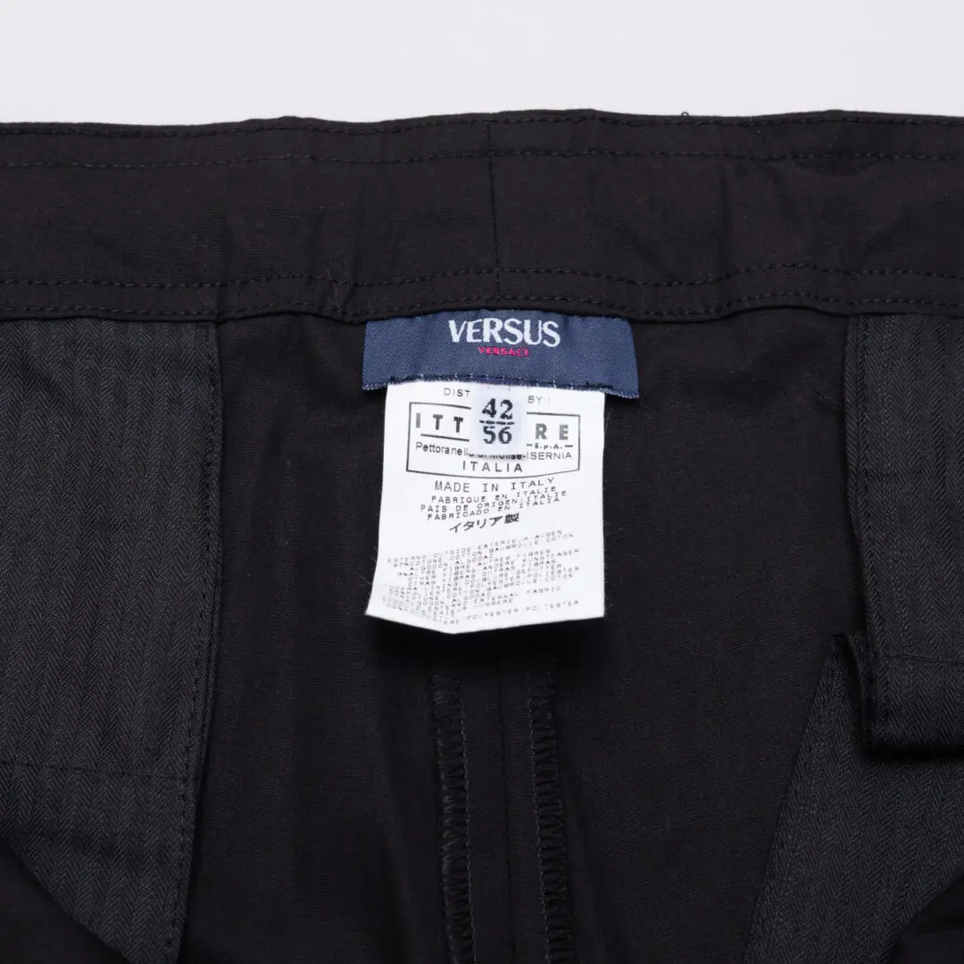 VERSACE Versus Pant Size EU56 Black Wide Leg Zipper Drawcord