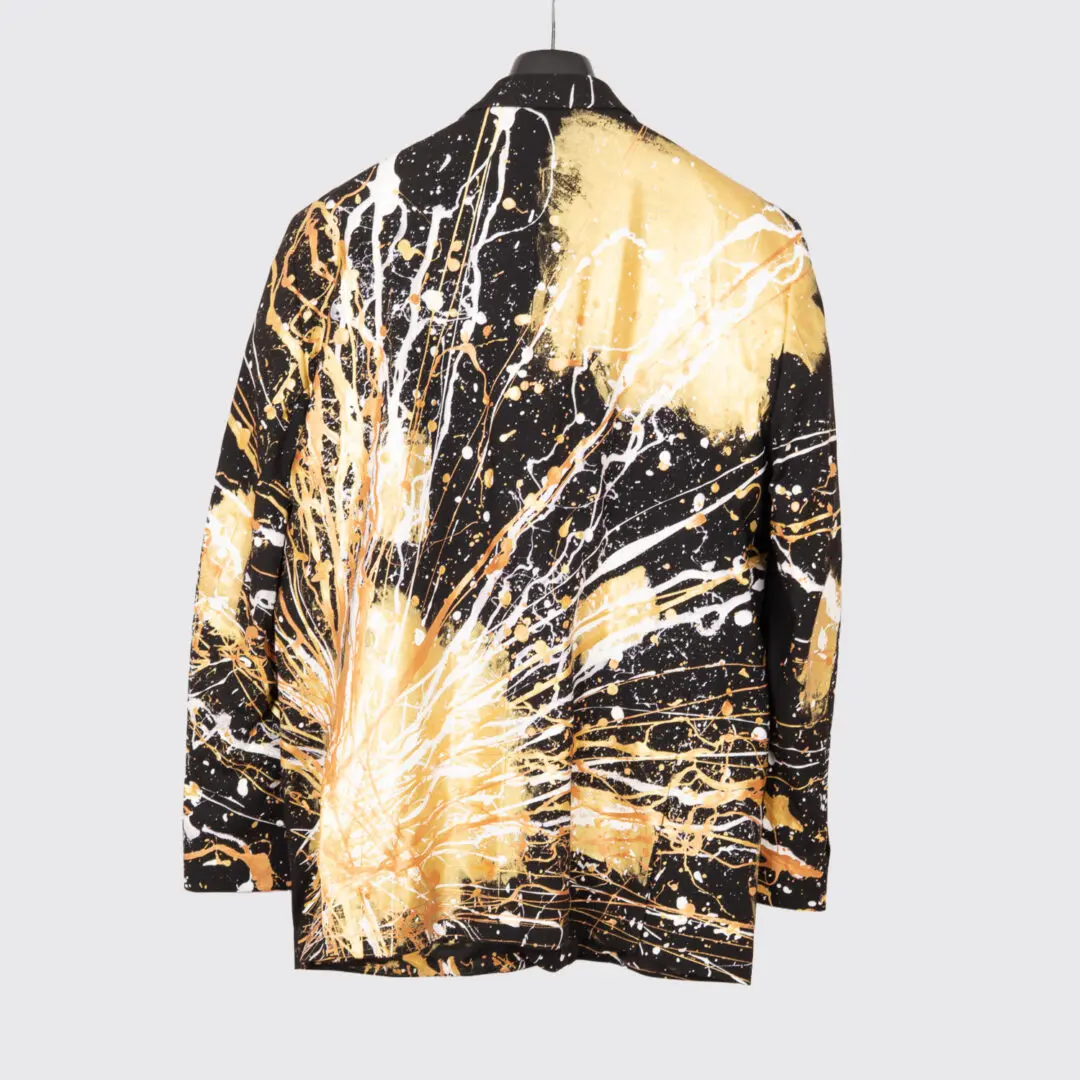 1/1 Blazers Jacket Size 52L Men Black Gold Custom Paint Splatter