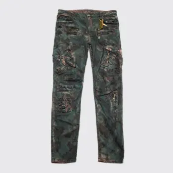 Robin's Jeans Raptor W36 Green Black Tie Dye Cotton with Zippers