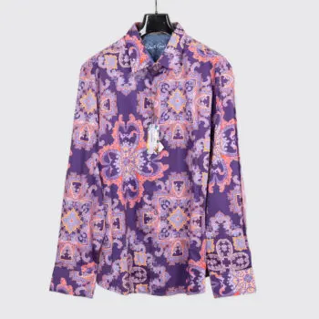 Robert Graham Casino Royale Shirt 3XL Purple Floral Print Cotton
