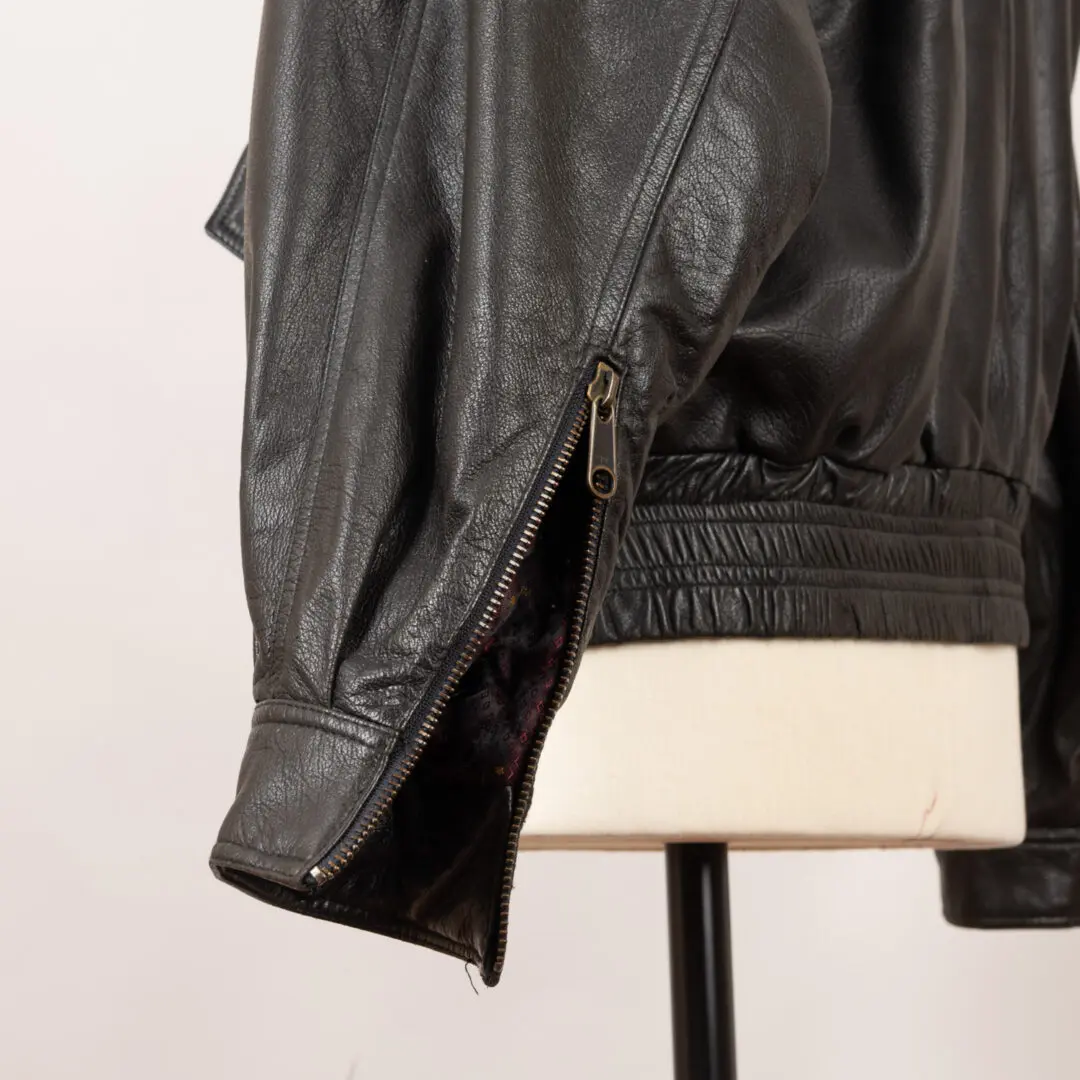 Habitat Leather Flight Jacket US46 Black Asymmetrical Multi Zip