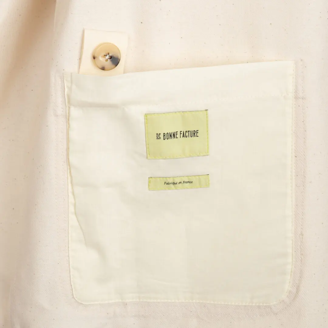 De Bonne Facture Work Jacket Size XS Ecru Undyed Organic Cotton