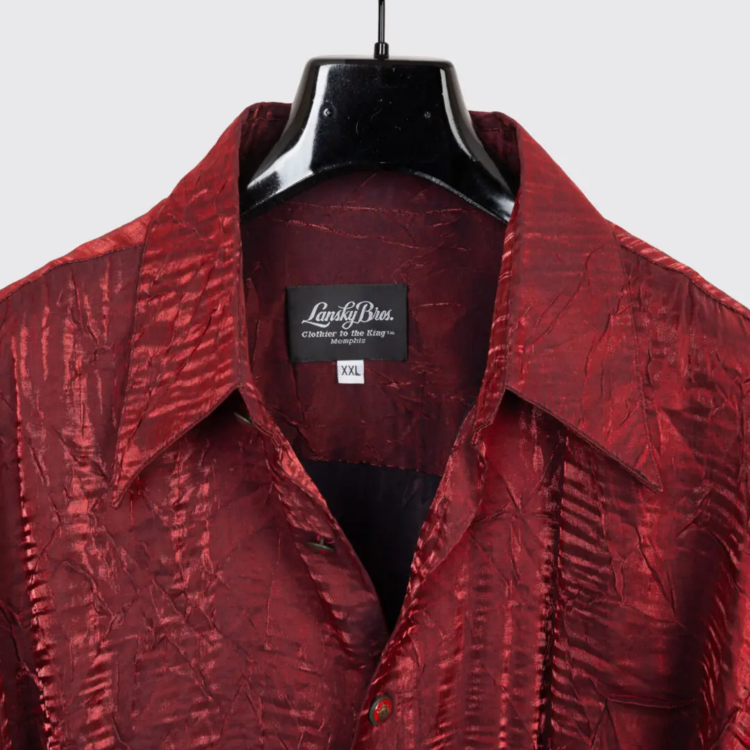 Lansky Bros Party Shirt Size XXL Metallic Blood Red Crushed Rayon