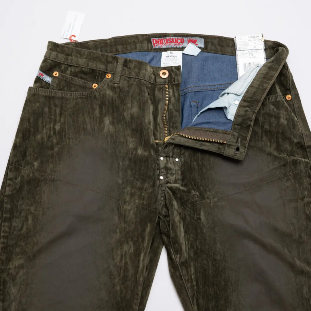 Parasuco Harem Jeans W36 Men Olive Green Velvet Twisted Seam