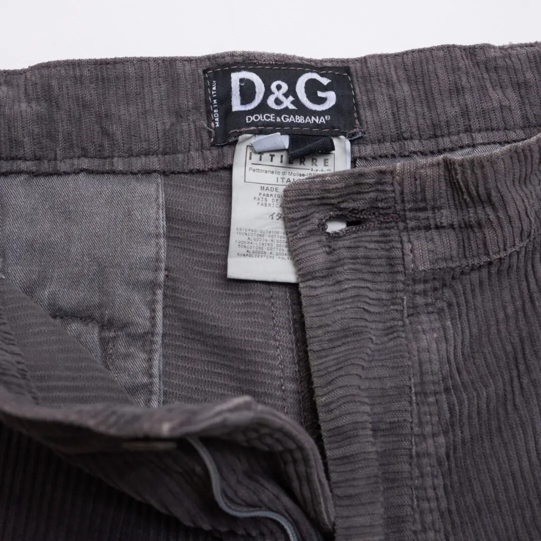 Dolce&Gabbana Cargo Pants W36 Men Taupe Gray Corduroy Cotton