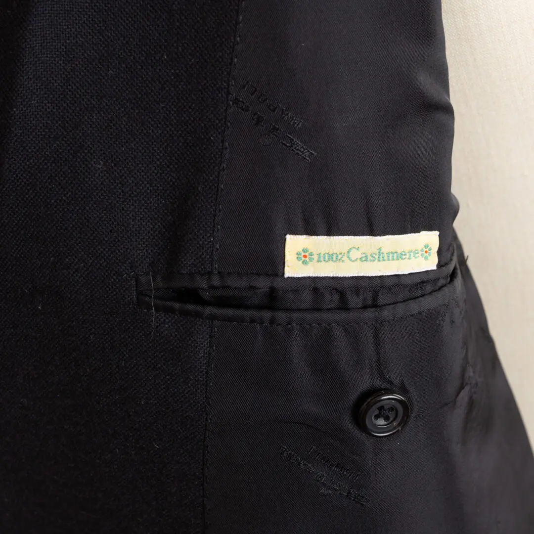 Kiton Cashmere Jacket Size EU55 Long Tall Black Double Breasted