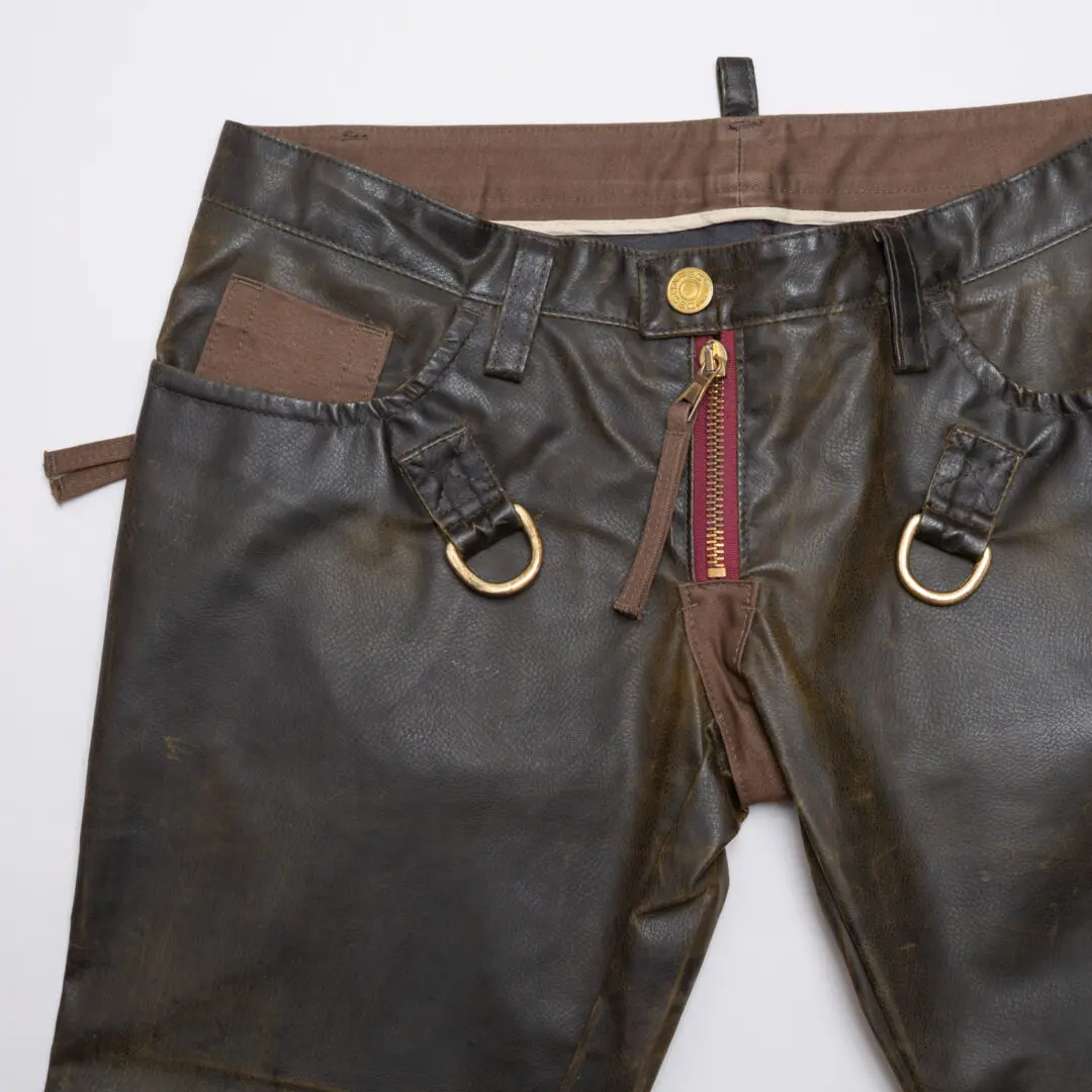 DSQUARED2 Jean Size EU52 Men Brown Faux Leather Made in Italy