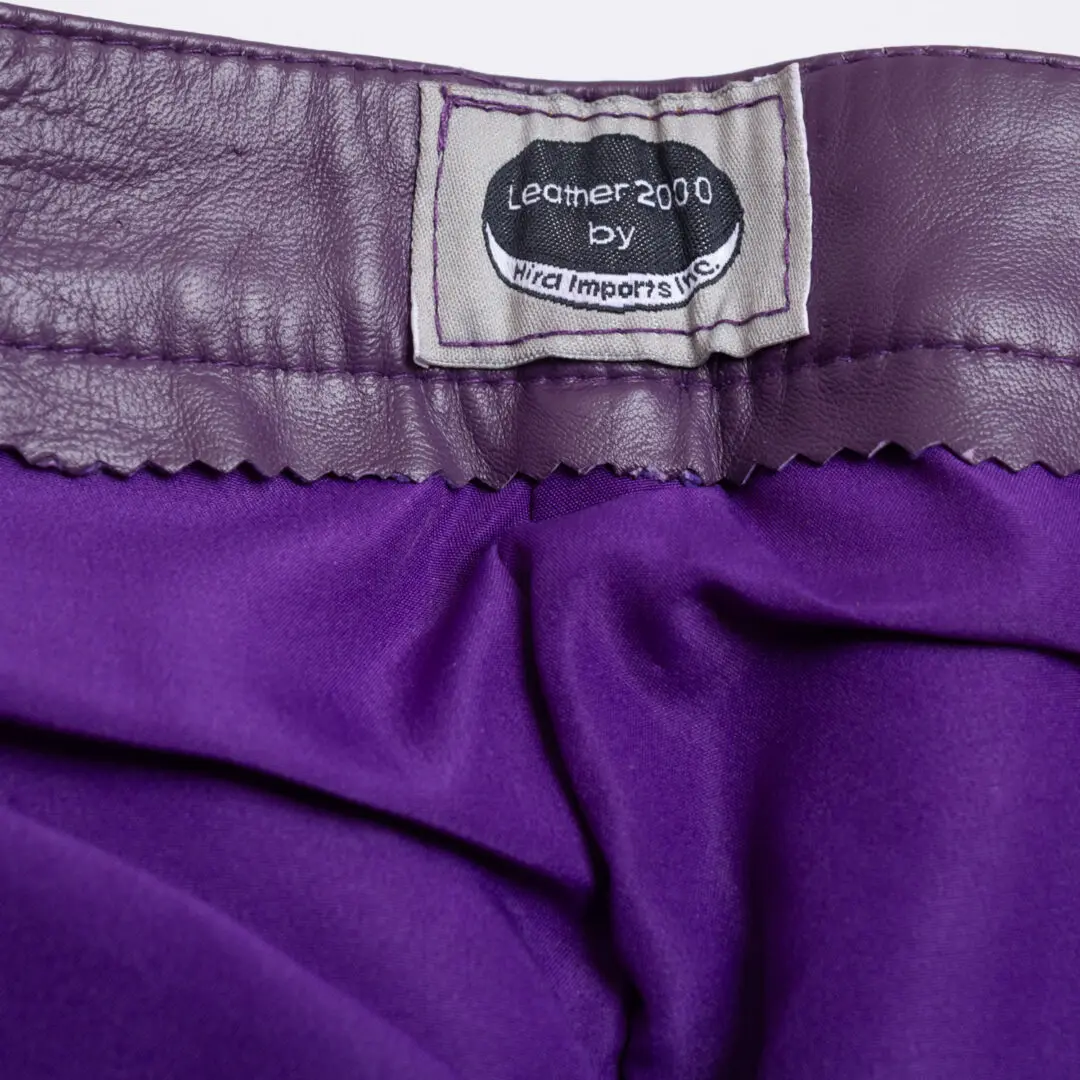 Leather 2000 By Hira Imports Jeans Men Purple Leather Cargo Pant
