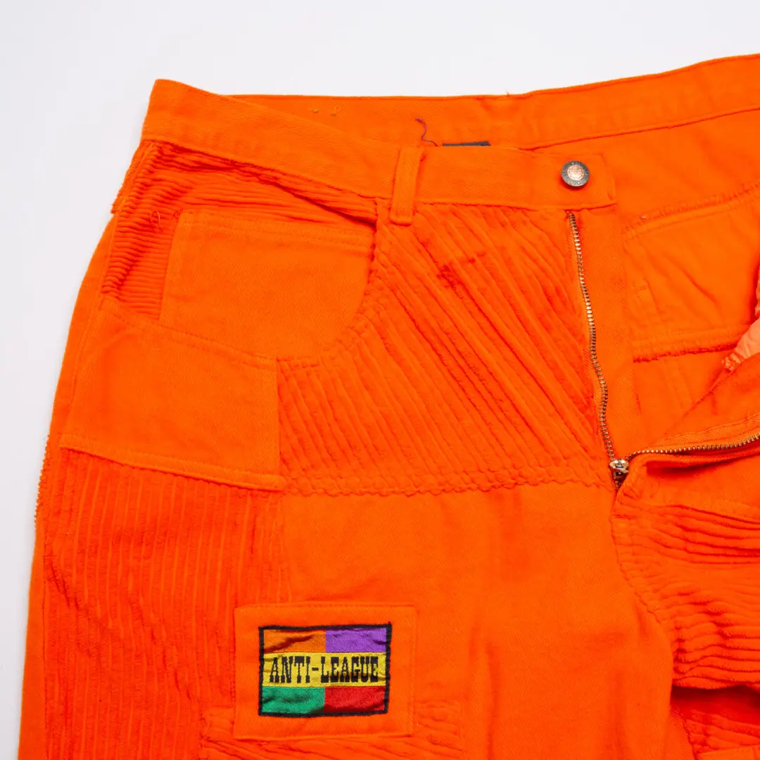 Anti-League Patchwork Pants W36 Men Blaze Orange Corduroy Vintage