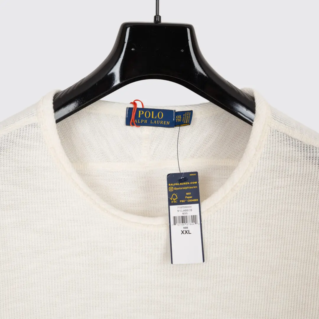 Polo Ralph Lauren T-Shirt XXL Men Cream Cotton Waffle Knit