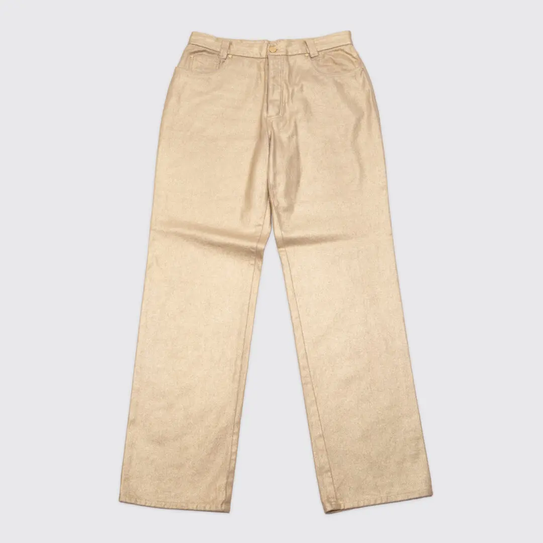 VERSACE Classic V2 Party Jeans Gold Metallic Cotton Made in Italy