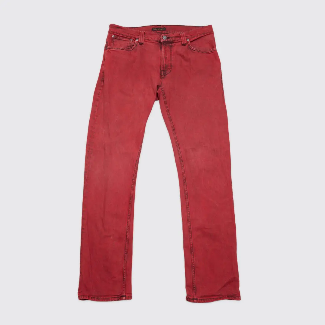 Nudie Jeans Tape Ted Jeans W36 L34 Men Red Denim Organic Cotton