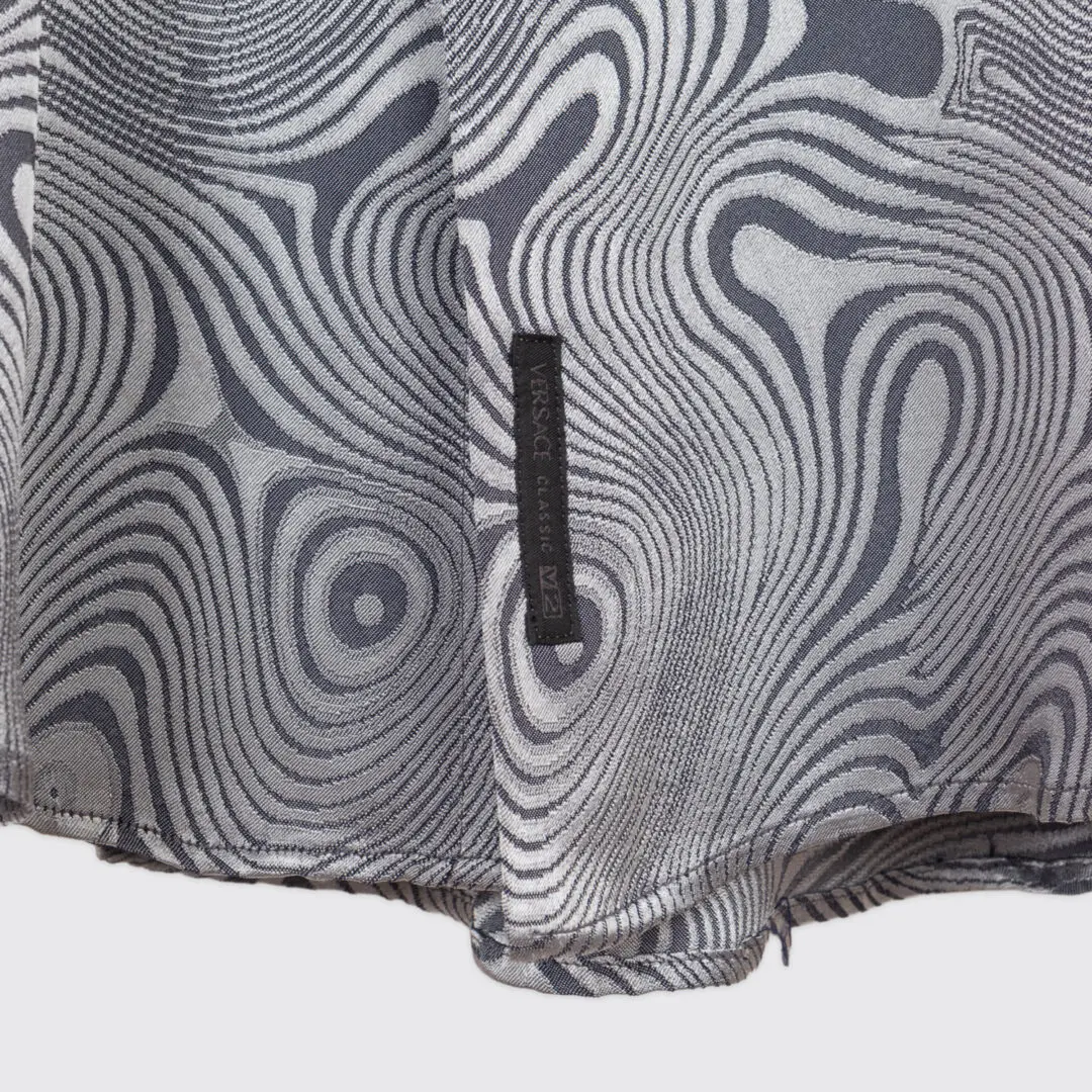 VERSACE Classic V2 Vintage Shirt XXL Sliver Spiral Print Cotton