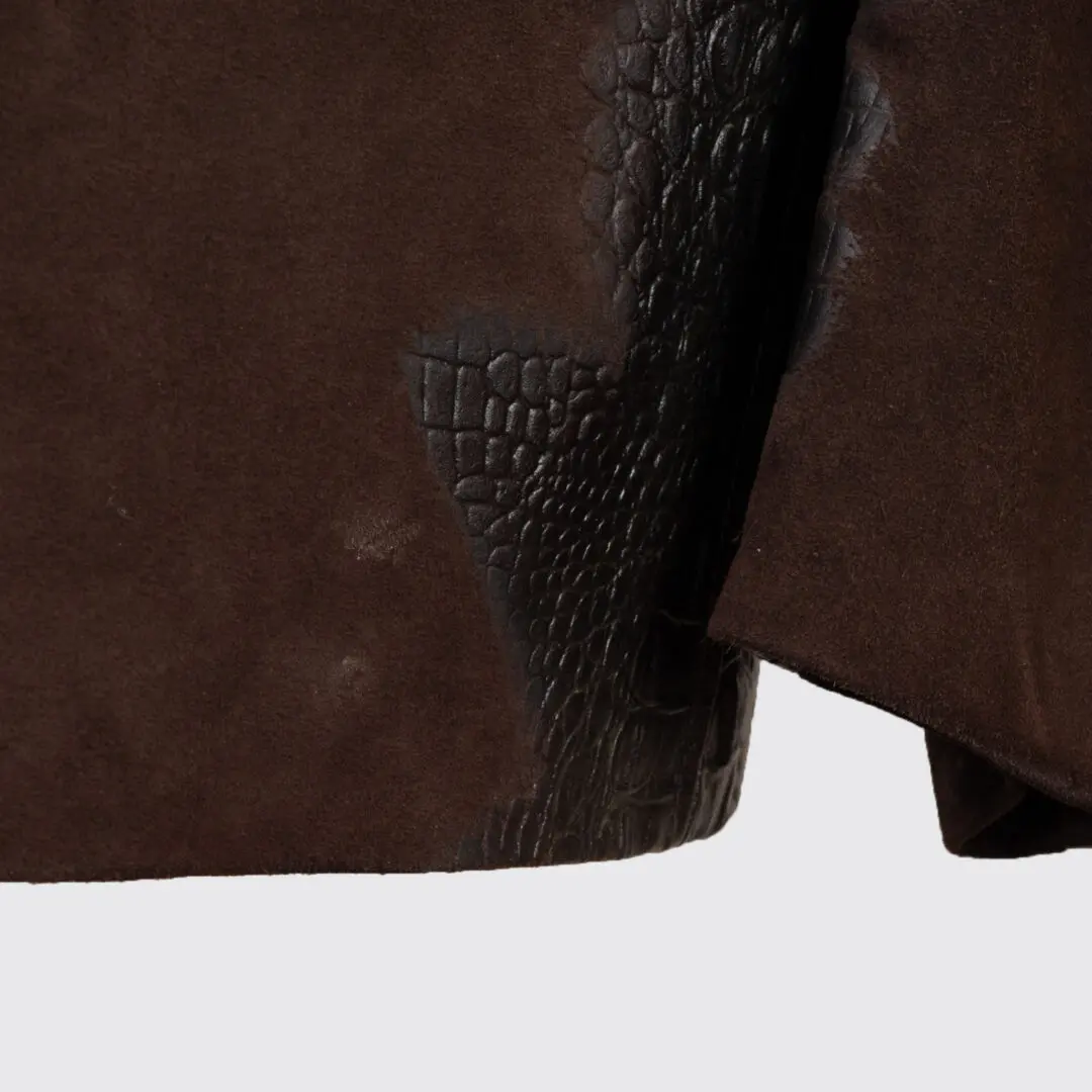 Bod & Christensen Suede Blazer Size U50 Chocolate Brown Croc Embossed