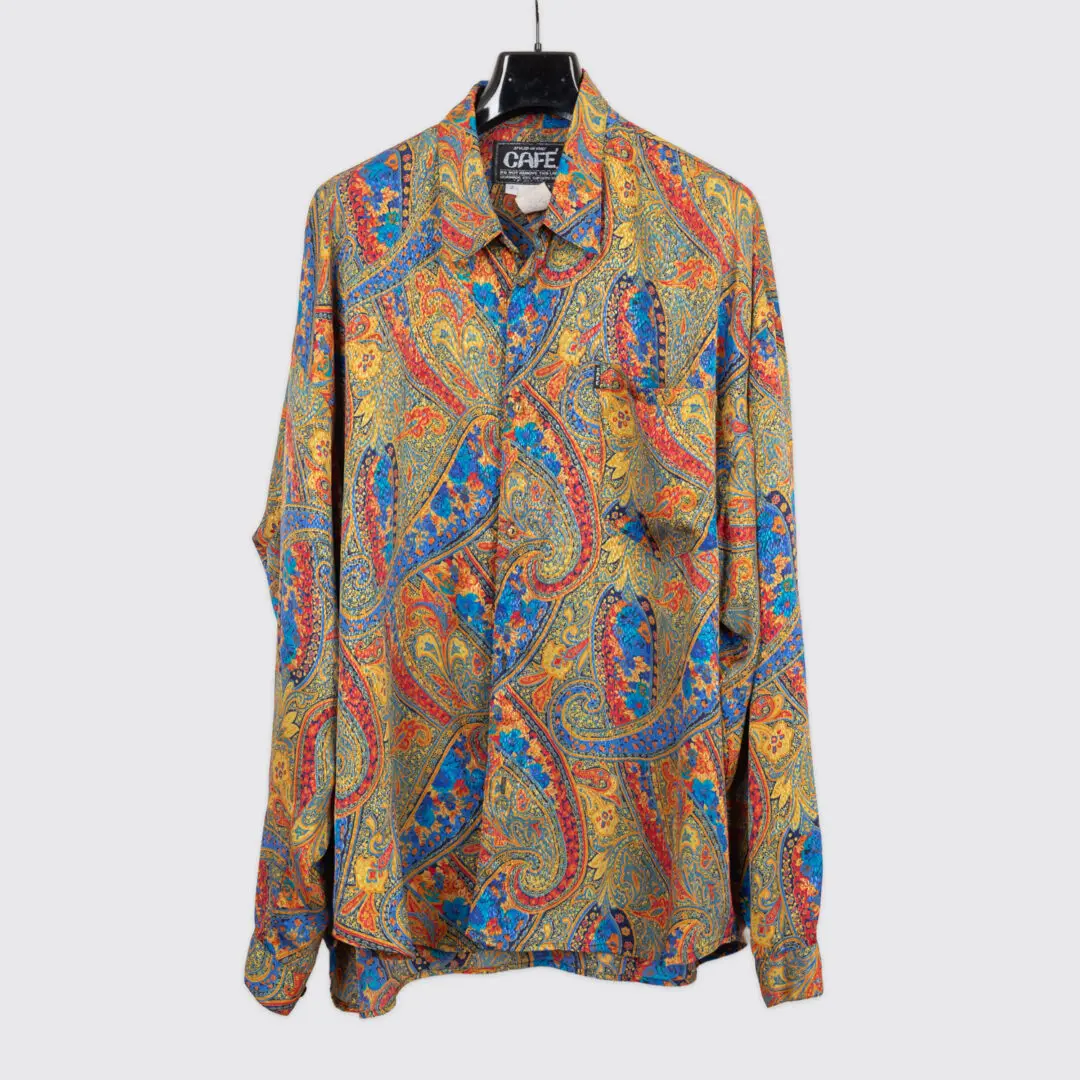 Café Shirt Size 2XL Men Multicolor Paisley Print Lightweight