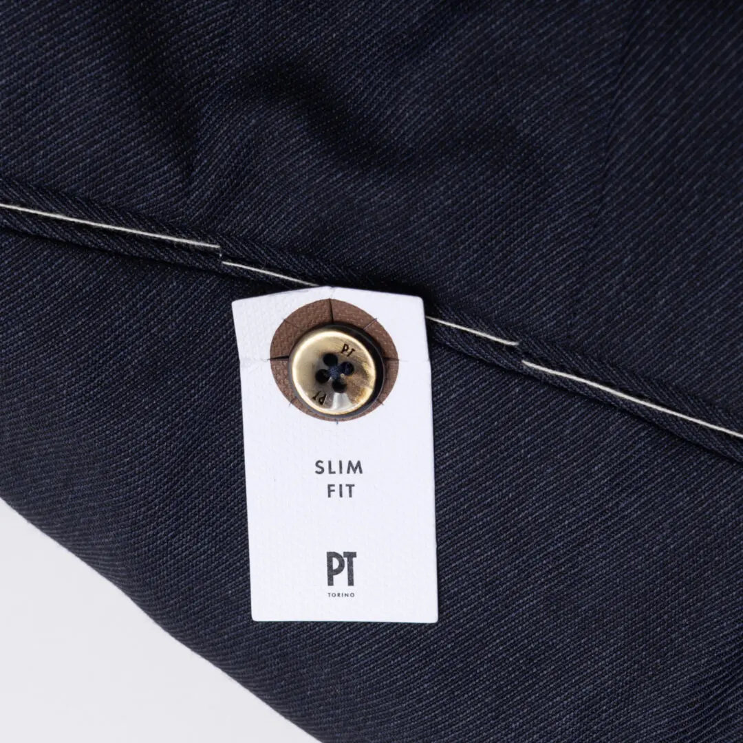 PT Torino Pants Size EU58 Men Navy Wool Blend Stretch Slim Fit