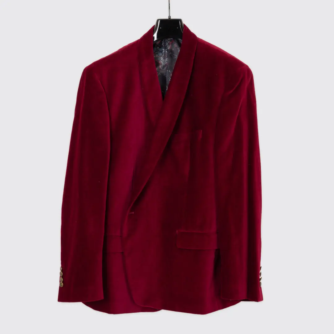 TALLIA Velvet Dinner Jacket Size 50R Crimson Red Velvet Blazer