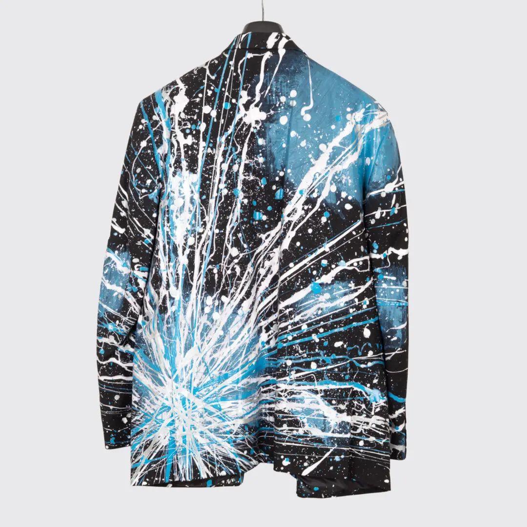 1/1 Blazers Jacket Size 52L Men Black Blue Custom Paint Splatter
