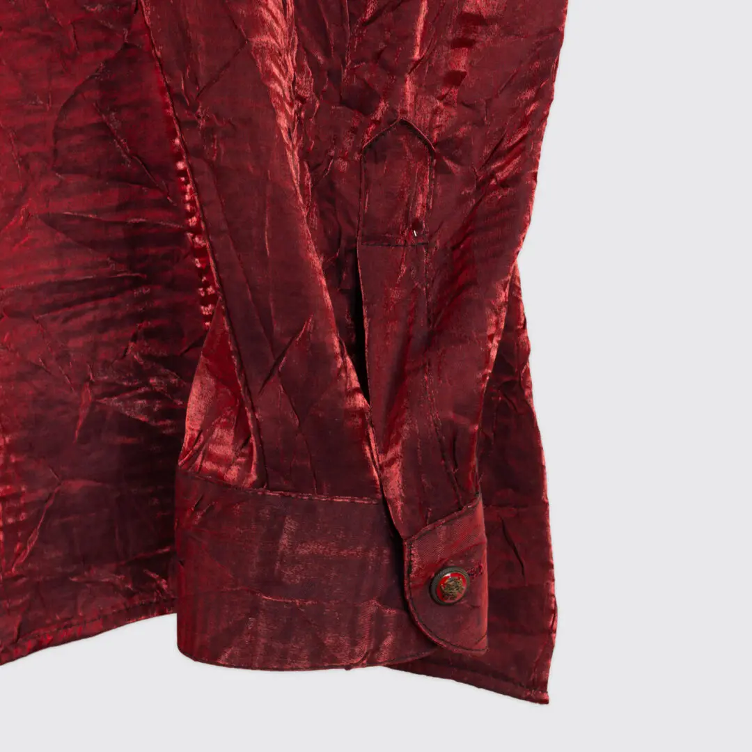 Lansky Bros Party Shirt Size XXL Metallic Blood Red Crushed Rayon