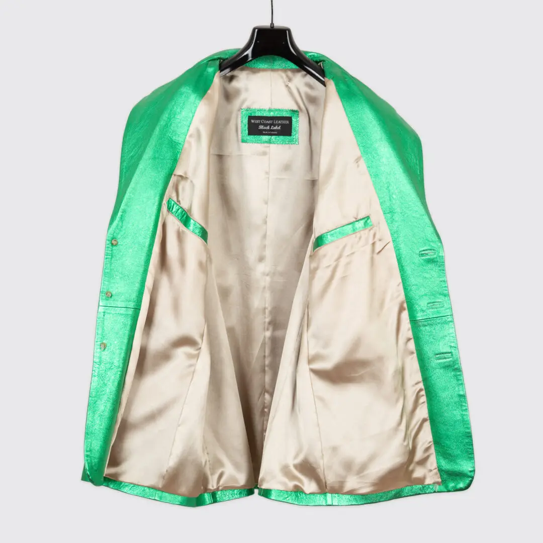 West Coast Leather Black Label Blazer Size XXL Men Metallic Green