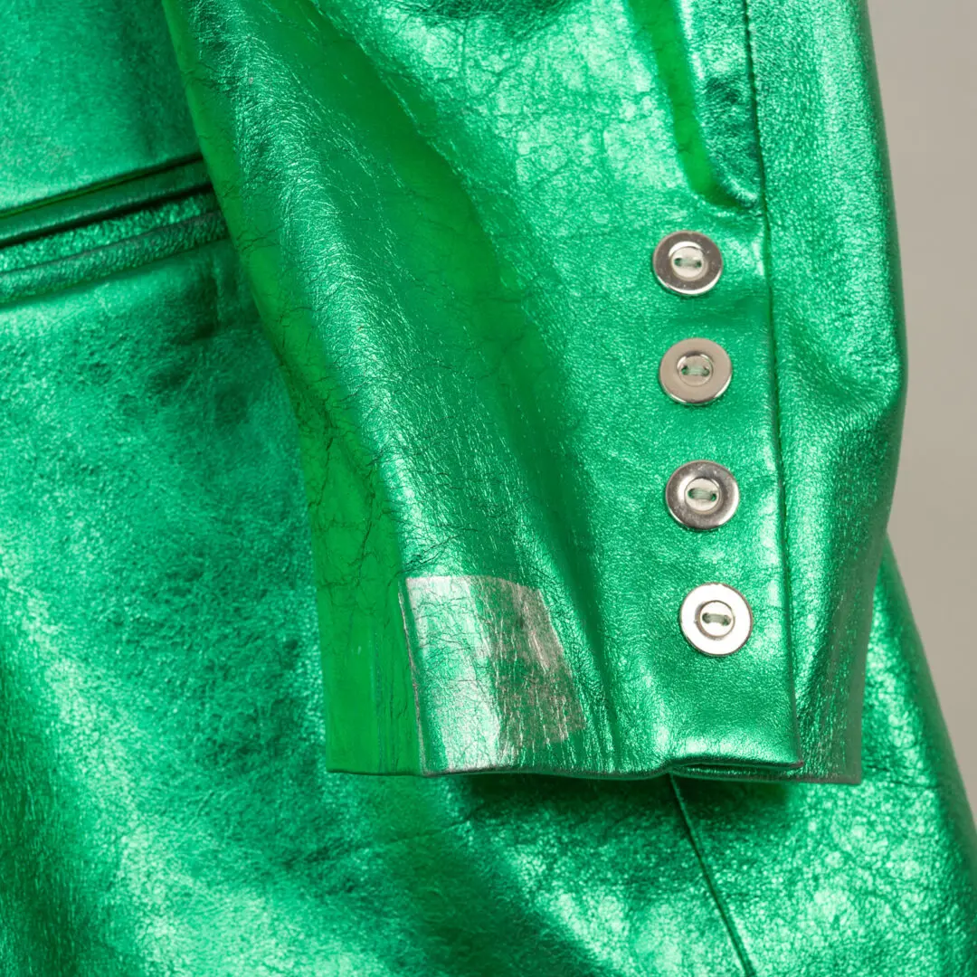 West Coast Leather Black Label Blazer Size XXL Men Metallic Green