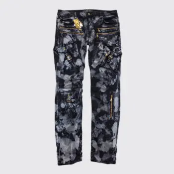 Robin's Jeans Raptor Motorcycle W36 Black Bleach Dyed Zipper Pocket