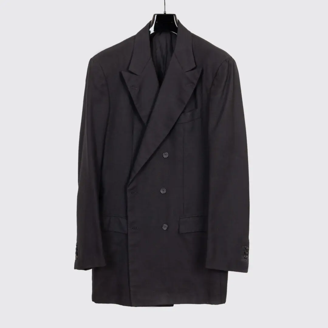 Kiton Cashmere Jacket Size EU55 Long Tall Black Double Breasted