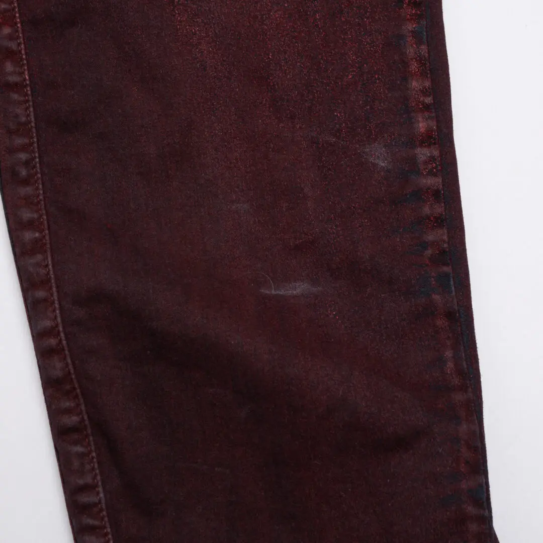 Robin's Jeans Motorcycle W36 Red Black Coated Cotton with Zippers