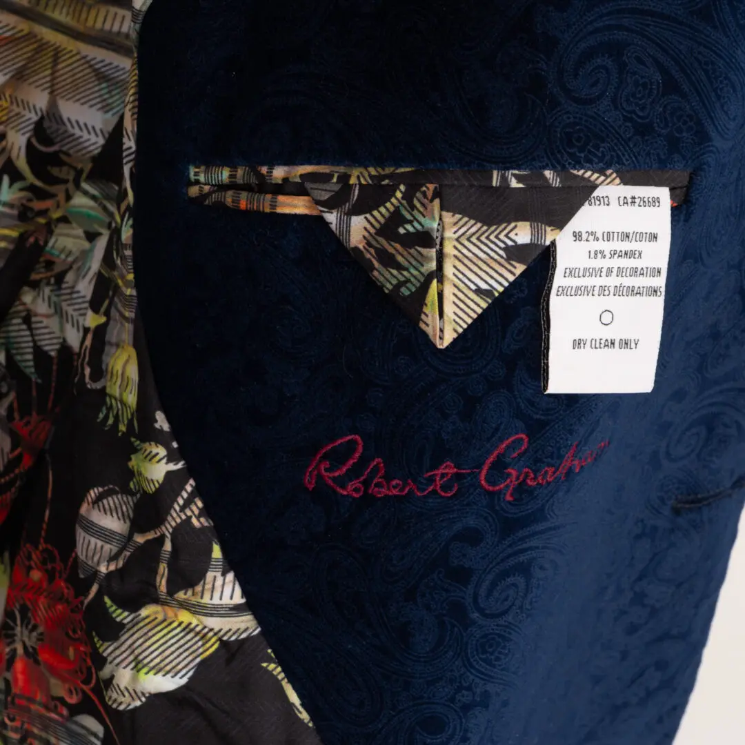 Robert Graham Velvet Dinner Jacket Size 50 L Dark Blue Peak Lapel